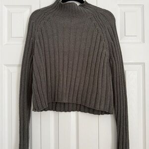 American Eagle Outfitters Olive Ribbed Turtleneck Sweater